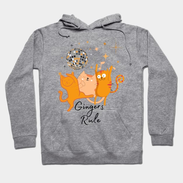 Ginger Cats Dance Party Hoodie by TammyWinandArt